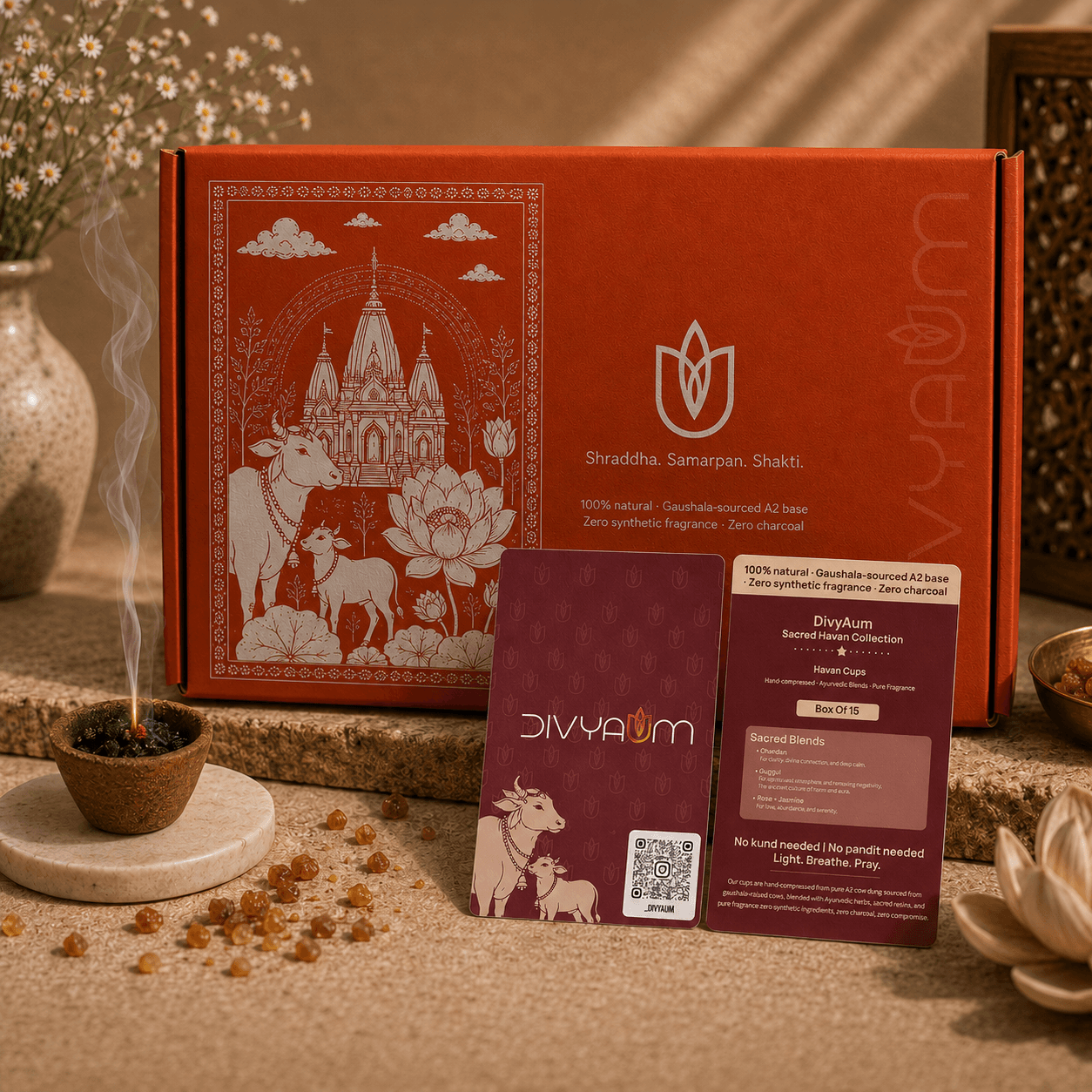 DivyAum Havan Cups — Loban, Box of 15